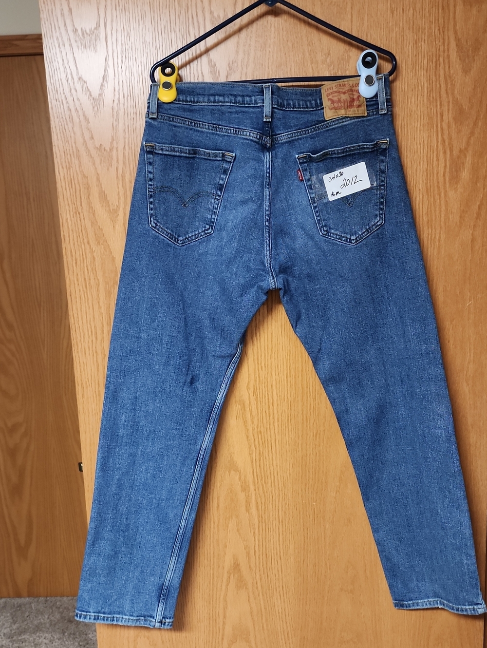 Levi's  505 Men's Blue Denim Jeans - Classic Back Pocket Style 34x30 number 2012